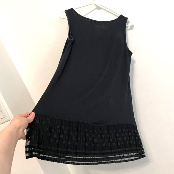 LOGO BY LORI GOLDSTEIN Layers Tank Top with Broomstick Hem Black Polka Dot Mesh - Picture 16 of 16